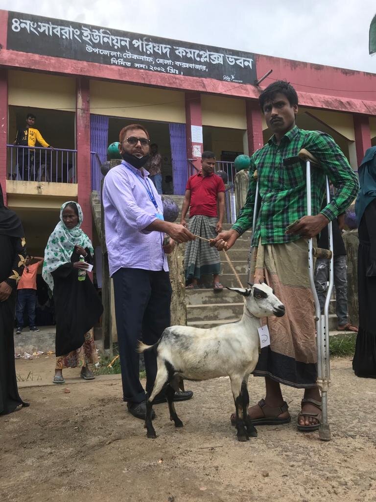 Livelihood support by distributing goats under this project.