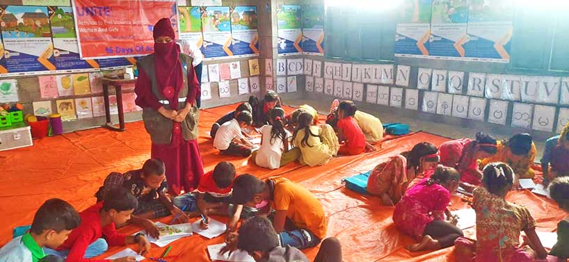 School drawing competition at ACLAB School, Bhasan Char